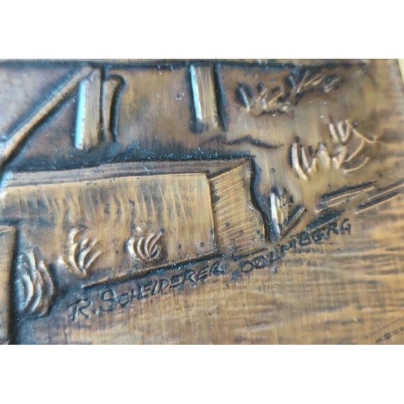 Embossed Brass Sheet Art Print Scene Mill in Colberg, Germany 10 1/4" x 14" - Picture 4 of 10